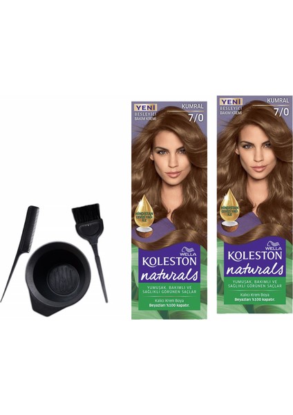 Koleston Naturals Saç Boyası 50 ml 7/0 Kumralx2 Adet+Boyama Seti