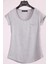 Gri Bisiklet Yaka Cep Detaylı Yarım Kollu Slim Fit Pamuk T-Shirt 1