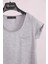 Gri Bisiklet Yaka Cep Detaylı Yarım Kollu Slim Fit Pamuk T-Shirt 2