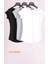 Beyaz Siyah Gri Bisiklet Yaka Cep Detaylı Slim Fit Pamuk 3'lü Paket T-Shirt 1