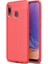 Redmi Note 7 Pro Kılıf Darbe Korumalı Deri Görünümlü Silikon Arka Kapak - Kırmızı 1