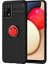 Samsung Galaxy A02S Kılıf Ultra Korumalı Yüzüklü Manyetik Ravel Silikon + Tam Kaplayan 5d Cam Ekran Koruyucu Siyah - Kırmızı 1