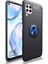 Samsung Galaxy A12 Kılıf Ultra Korumalı Yüzüklü Manyetik Ravel Silikon + Tam Kaplayan 6d Nano Ekran Koruyucu Siyah - Mavi 1