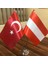 Avusturya - Türkiye Masa Bayrağı Krom Direkli İkili Bayrak 1