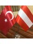 Avusturya - Türkiye Masa Bayrağı Krom Direkli İkili Bayrak 2
