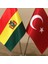Bolivya - Türkiye Masa Bayrağı Krom Direkli İkili Bayrak 2