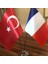Fransa - Türkiye Masa Bayrağı Krom Direkli İkili Bayrak 2