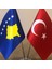 Kosova - Türkiye Masa Bayrağı Krom Direkli İkili Bayrak 2