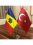Moldova - Türkiye Masa Bayrağı Krom Direkli İkili Bayrak 1