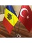 Moldova - Türkiye Masa Bayrağı Krom Direkli İkili Bayrak 2