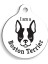 Beyaz Boston Terrier Yuvarlak Köpek Künyesi 1
