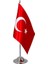 Türk Masa Bayrağı 15x22,5 cm Tekli Direkli Kırmızı Çiftkat Saten Kumaş 1