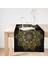 Siyah Zeminde Gold Mandala Motifli Süet Runner 1