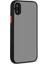 Apple iPhone X Kılıf Kamera Korumalı Silikon Kenarlı Renkli Düğmeli Mat Arka Kapak Siyah 1