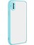Apple iPhone XR 6.1 Kılıf Kamera Korumalı Silikon Kenarlı Renkli Düğmeli Mat Arka Kapak Turkuaz 1