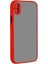 Apple iPhone XS Max 6.5 Kılıf Kamera Korumalı Silikon Kenarlı Renkli Düğmeli Mat Arka Kapak Kırmızı 1
