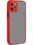 Apple iPhone 11 Pro Max Kılıf Kamera Korumalı Silikon Kenarlı Renkli Düğmeli Mat Arka Kapak Kırmızı 1