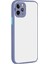 Apple iPhone 12 Pro Max Kılıf Kamera Korumalı Silikon Kenarlı Renkli Düğmeli Mat Arka Kapak Mor 1