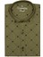 Erkek Slim Fit Yeşil Desenli Koldan Katlamalı Erkek Gömlek 1