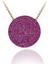 Fuşya Taşlı Yuvarlak Gümüş Kolye 1