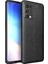 Oppo Reno 5 5G Kılıf Niss Silikon Deri Görünümlü+Nano Glass Siyah 1