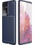 Samsung Galaxy S21 Ultra 5G Kılıf Negro Karbon Dizayn+Full Ekran Koruyucu Lacivert 1