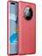 Huawei Mate 40 Pro Kılıf Deri Dokulu Silikon Kırmızı 1