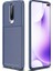 Xiaomi Poco X2 Kılıf Karbon Desenli Lux Neyro Silikon + Cam Ekran Koruyucu Lacivert 1
