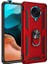 Xiaomi Redmi K30 Pro Kılıf Çift Katmanlı Yüzüklü Manyetik Vega Kapak + Tam Kaplayan 5D Cam Ekran Koruyucu Kırmızı 1