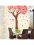 Kt Decoration Dev Boyutlu Ağaç Kırmızı Pembe Çiçekler ve Kalpler Ev Pvc Duvar Sticker 2