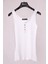 Beyaz Kalın Askılı Düğme Detaylı Pamuk Slim Fit Atlet T-Shirt 1