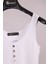 Beyaz Kalın Askılı Düğme Detaylı Pamuk Slim Fit Atlet T-Shirt 2