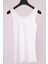 Beyaz Kalın Askılı Düğme Detaylı Pamuk Slim Fit Atlet T-Shirt 3