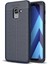 Samsung Galaxy A8 Plus 2018 Kılıf Darbe Korumalı Deri Görünümlü Silikon Arka Kapak - Lacivert 1