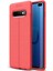 Samsung Galaxy S10 Plus Kılıf Darbe Korumalı Deri Görünümlü Silikon Arka Kapak - Kırmızı 1
