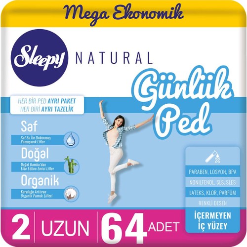 Sleepy Natural Günlük Ped Uzun 64 Adet