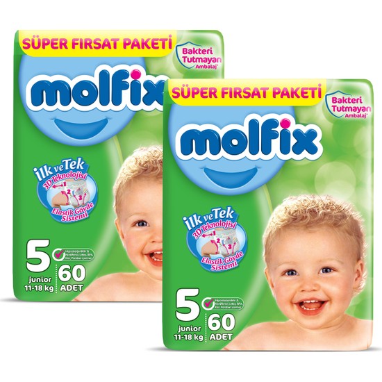 Molfix Bebek Bezi 5 Beden Junior Aylık Fırsat Paketi 120 Fiyatı