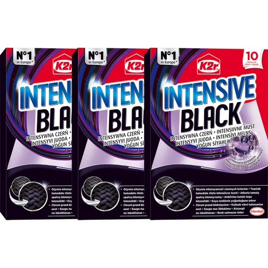 K2R Intensive Black (Yoğun Siyahlık) Çamaşır Mendili 10'lu x 3 Adet