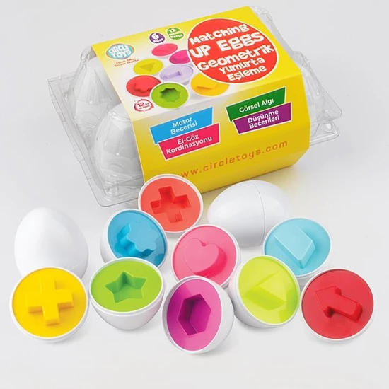 Circle Toys Geometrik Çocuk Eğitici Yumurta Eşleme Oyunu 6'lı