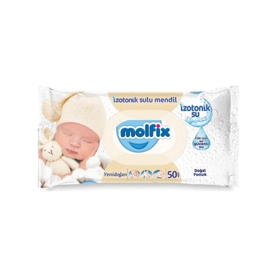 Molfix Yenidoğan Izotonik Sulu Islak Mendil 50'li x 3 Paket Kokusuz 150 Yaprak İçerir