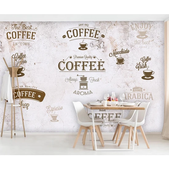 Özen Duvar Kağıdı Kafe Coffee Desenleri Özel Tasarım Duvar Kağıdı