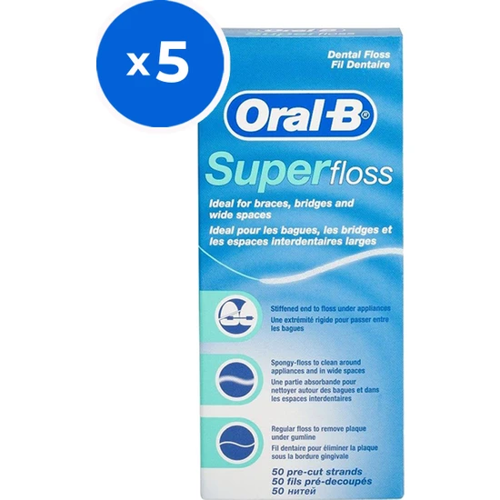 Oral-B Super Floss Diş İpi 50'li x 5 Adet