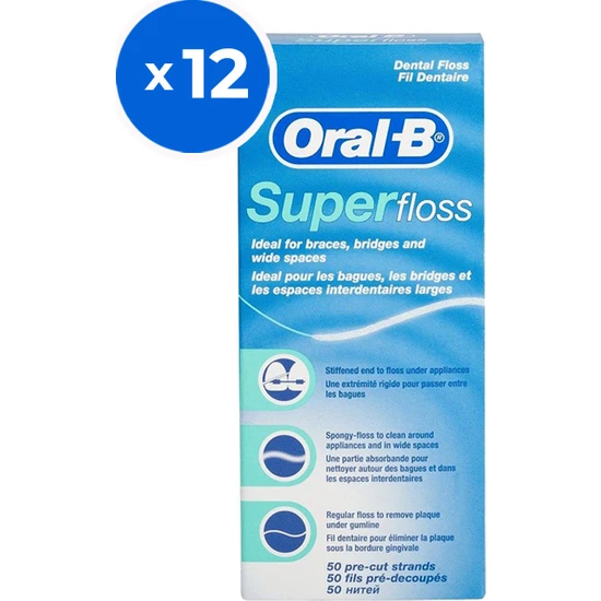 Oral-B Super Floss Diş İpi 50'li x 12 Adet