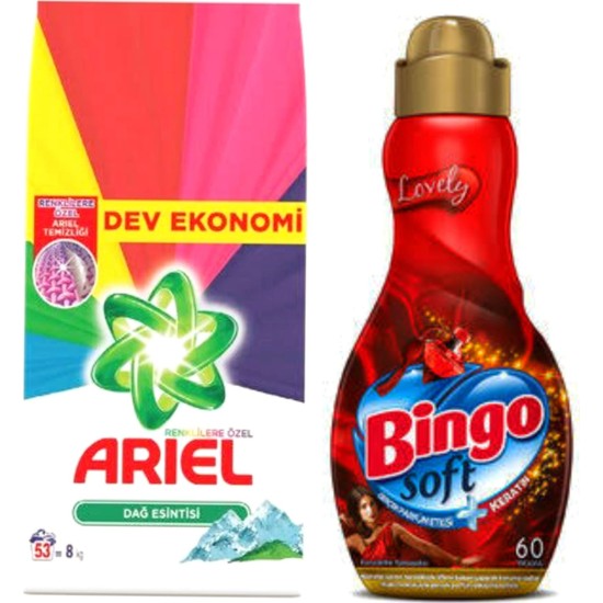Bingo Yumuşatıcı 2 Kg+ Ariel Parlak Renkler 8 kg