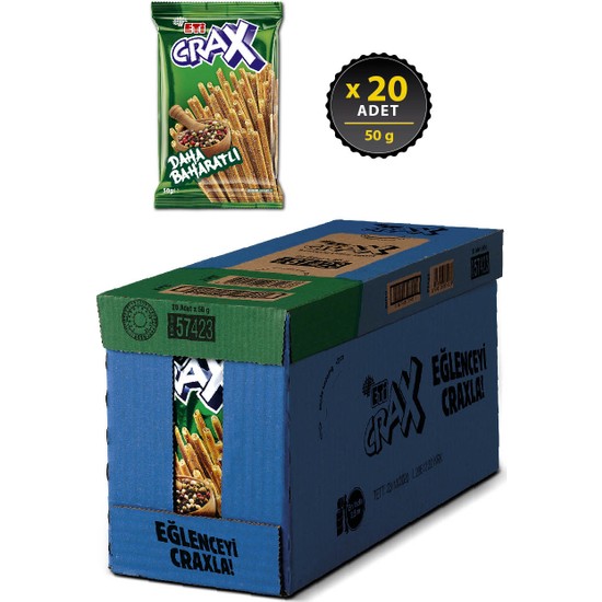 Eti Crax Baharatlı Çubuk Kraker 50 g x 20 Adet Fiyatı
