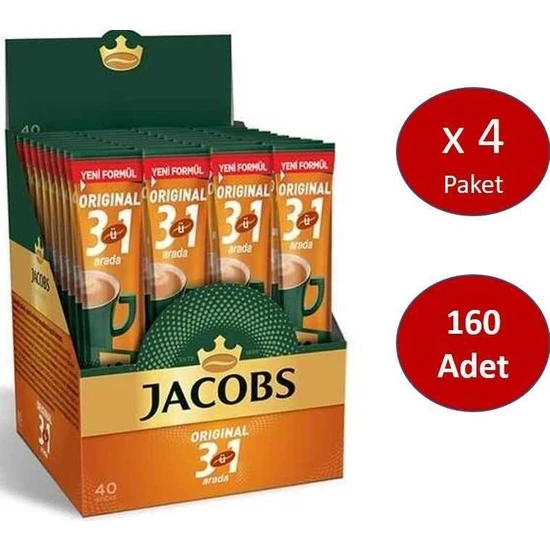 Jacobs 3ü1 Ara 160 Stick Kahve (40 x 4 Paket)