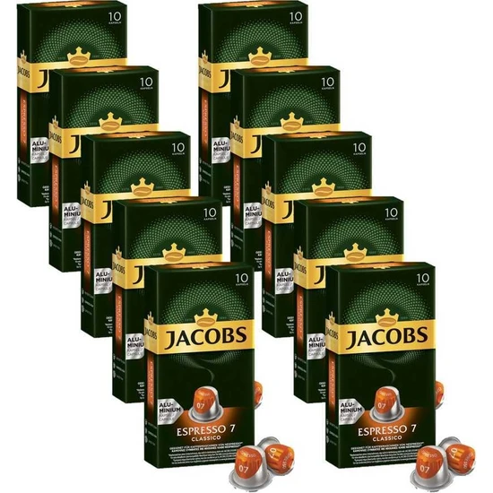 Jacobs Espresso 7 Classico Kapsül Kahve 10 x 10 Paket (100 ) Nespresso Uyumlu