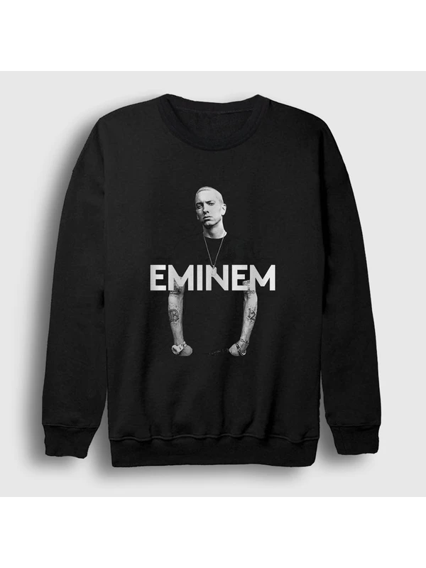 Presmono Erkek Siyah Slim Shady Eminem Sweatshirt