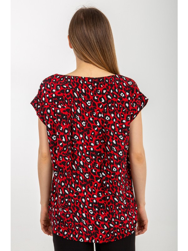 Next Kadin Kirmizi Leopar Desenli Kisa Kollu Bluz Fiyati