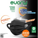 Evony Black Elastik Kulaklı Siyah Maske 2000 Adet